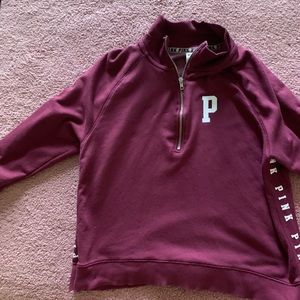 Cozy zip PINK sweatshirt. Burgundy